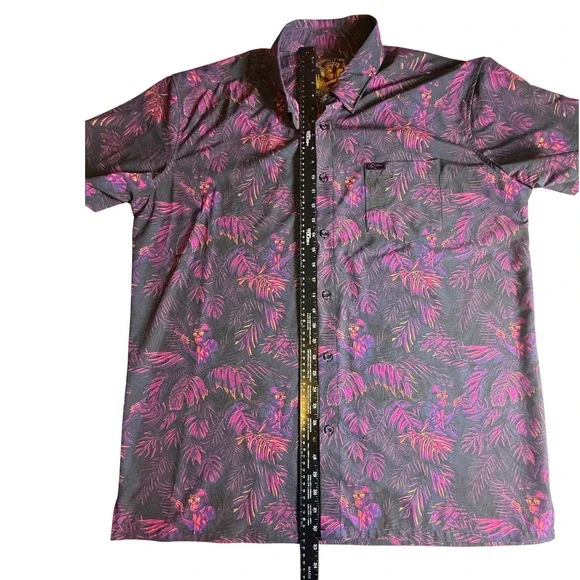 Retro Rifle Chill Chimp Mens Short Sleeve Up Shirt Tropical Monkey Gun Print-979 - Picture 6 of 7